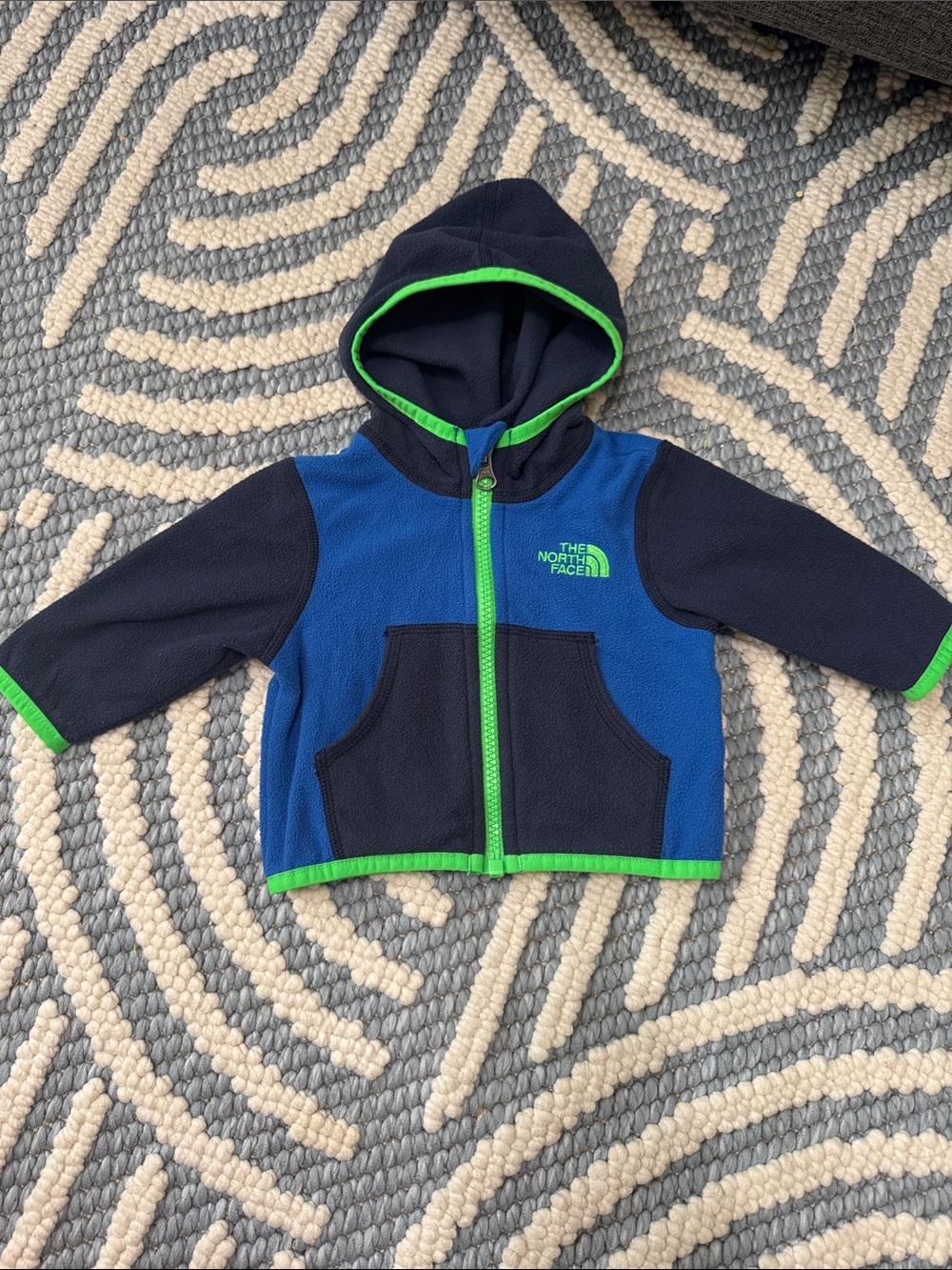 The North Face Baby Glacier Full Zip Fleece Hoodie Blue Green 0-3M